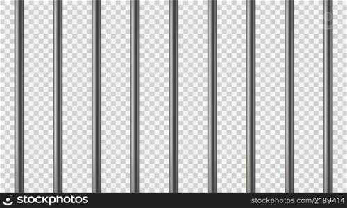 Realistic prison metal bars. Prison fence. Jail grates. Iron jail cage. Metal rods. Criminal grid background. Vector pattern. Illustration isolated on light transparent background.. Realistic prison metal bars. Prison fence. Jail grates. Iron jail cage. Metal rods. Criminal grid background. Vector pattern. Illustration isolated on light transparent background