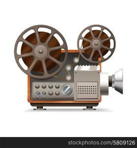 Realistic professional film projector profile isolated on white background vector illustration. Film Projector Realistic