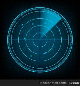 Realistic radar in searching. Radar screen with the aims. Vector stock illustration. Vector illustration. Realistic radar in searching. Radar screen with the aims. Vector stock illustration.