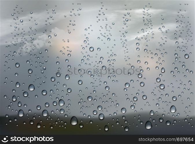 Realistic raindrop on the transparent window. Vector