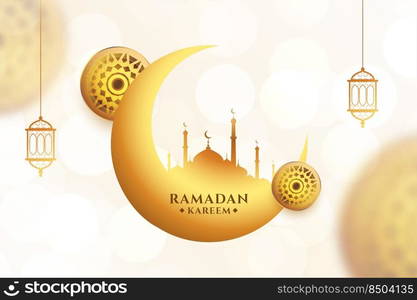 realistic ramadan kareem golden greeting background