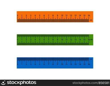 realistic range of 16 inches. Set of plastic colored rulers.
