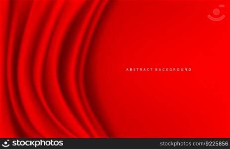 Realistic red fabric wave with blank space for text place luxury background texture vector 