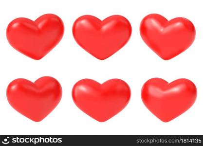 Realistic red hearts. Romantic 3d heart, greetings love symbols. Difference valentine day, birthday wedding icon vector collection. Red love and romantic hearts, realistic to wedding illustration. Realistic red hearts. Romantic 3d heart, isolated greetings love symbols. Difference valentine day, birthday wedding icon vector collection