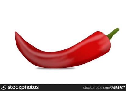 Realistic red hot chili pepper isolated on white background, vector illustration