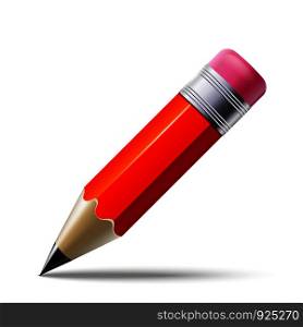 Realistic red Pencil isolated on white background. Vector EPS10 illustration.