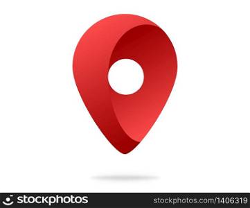 Realistic red pin tag icon. Gradient map pinner or pointer in 3D. Pointer sign or marker of location and position. Isolated geo pin. Vector EPS 10.