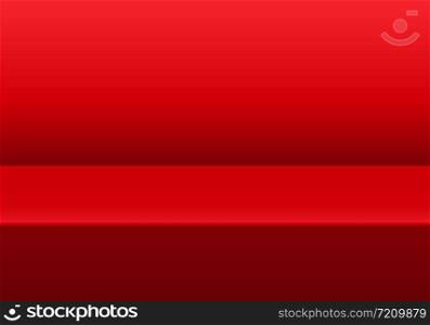 Realistic red table studio 3D background vector illustration.