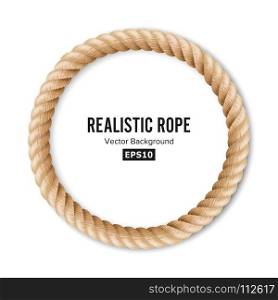 Realistic Rope Vector. 3D Circular Rope Isolated On White Background. Illustration Of Twisted Nautical Thick Line. Graphic String Cord With Soft Shadow.. Realistic Rope Vector. 3D Circular Rope Isolated On White Background. Illustration Of Twisted Nautical Thick Line. Graphic String Cord