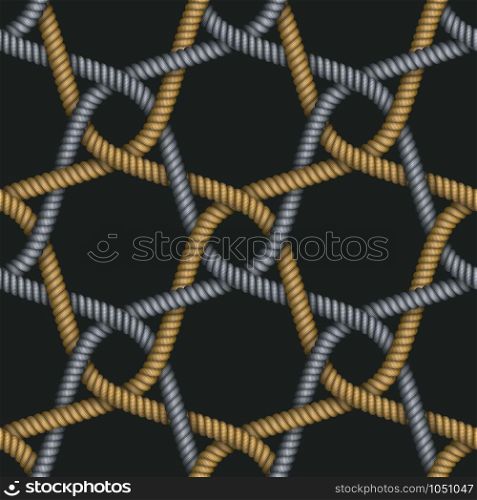 Realistic seamless pattern of fabric braided colorful cords. Vector illustration. Vector realistic illustration seamless pattern of fabric braided colorful cords.