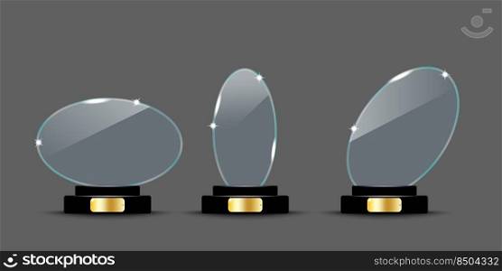 Realistic set glass awards. Vector illustration. Stock image. EPS 10.. Realistic set glass awards. Vector illustration. Stock image.
