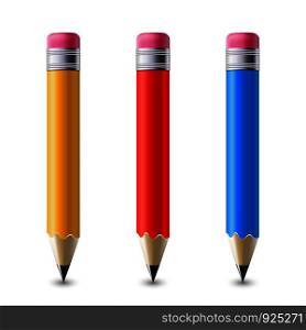 Realistic set of colorful Pencil isolated on white background. Vector EPS10 illustration.