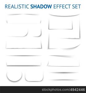 Realistic Shadow Effect Collection. Realistic shadow effect collection with white paper sheet of different shapes and forms isolated vector illustration