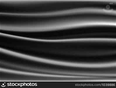 Realistic silver fabric silk satin wave curve luxury background vector illustration.