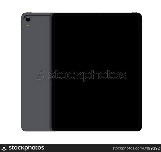 Realistic Silver Tablet Front and Back Display View