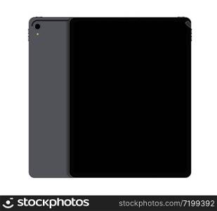 Realistic Silver Tablet Front and Back Display View