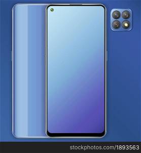 realistic smartphone blue color design
