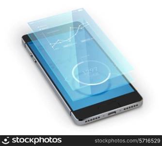 Realistic smartphone with 3d screen ui isolated on white background vector illustration