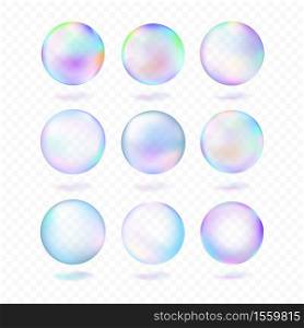 Realistic soap bubble isolated on transparent background. Vector illustration.