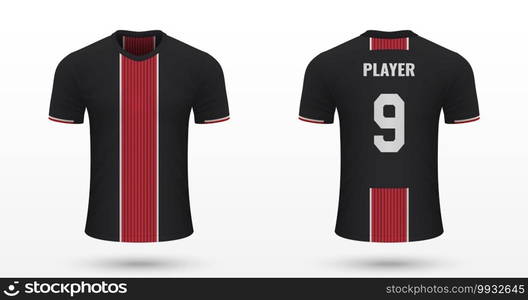 Realistic soccer shirt Bayer Leverkusen, jersey template for football kit. Vector illustration. Realistic soccer shirt