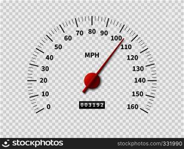 Realistic speedometer. Car odometer speed counter dial meter rpm motor miles measuring scale white engine meter vector racing concept. Realistic speedometer. Car odometer speed counter dial meter rpm motor miles measuring scale white engine meter concept