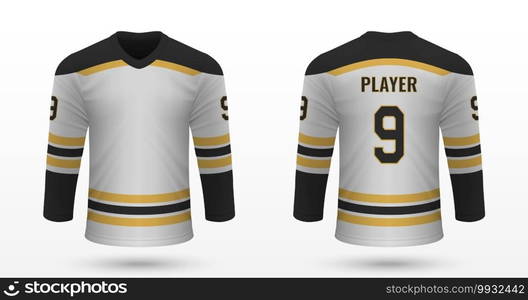 Realistic sport shirt Boston Bruins, jersey template for ice hockey kit. Vector illustration. Realistic sport shirt