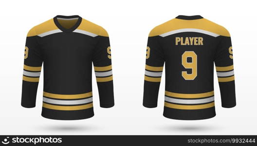 Realistic sport shirt Boston Bruins, jersey template for ice hockey kit. Vector illustration. Realistic sport shirt