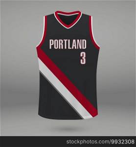 Realistic sport shirt Portland Trail Blazers, jersey template for basketball kit. Vector illustration. Realistic sport shirt