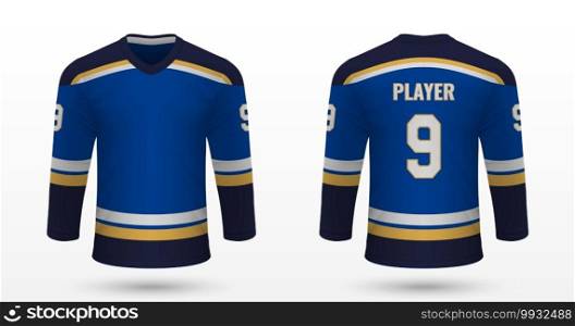 Realistic sport shirt St. Louis Blues, jersey template for ice hockey kit. Vector illustration. Realistic sport shirt