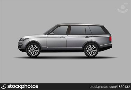 Realistic SUV car side view vector illustration