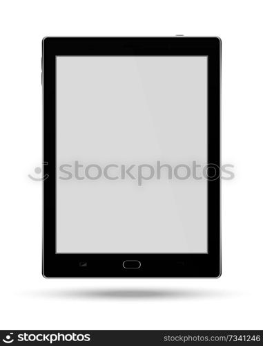 Realistic tablet pc computer gadget with blank screen isolated on white background. Vector illustration.