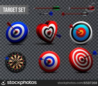 Realistic Target Transparent Icon Set