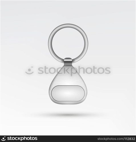 Realistic Template Metal Keychain Vector. 3d Key Chain With Ring For Key Isolated On White Background. Realistic Template Metal Keychain Vector. 3d Key Chain With Ring For Key Isolated On White
