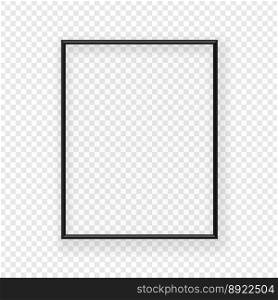 Realistic thin black picture frame on a wall vector image