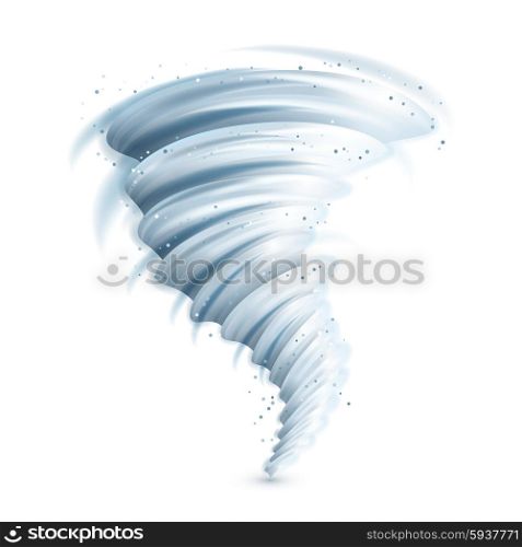 Realistic tornado swirl isolated on white background vector illustration. Realistic Tornado Illustration