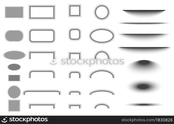 Realistic transparent grey geometric figures with shadow effects icon set. Line art. Vector illustration. Stock image. EPS 10.. Realistic transparent grey geometric figures with shadow effects icon set. Line art. Vector illustration. Stock image.