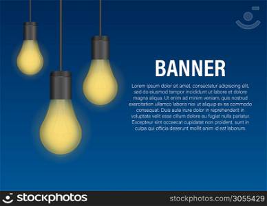 Realistic transparent light bulb banner. Vector stock illustration. Realistic transparent light bulb banner. Vector stock illustration.