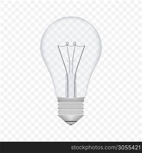 Realistic transparent light bulb. lamp, incandescent bulb. Vector stock illustration. Realistic transparent light bulb. lamp, incandescent bulb. Vector stock illustration.