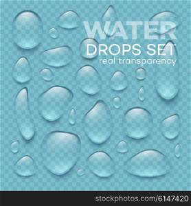 Realistic transparent water drops set . Vector illustration. Realistic transparent water drops set . Vector illustration EPS10