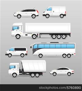 Realistic transport icons set with car van bus truck isolated vector illustration. Realistic Transport Icons Set