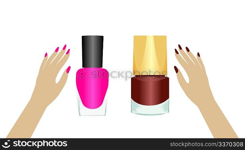 Realistic two nail polishes. Vector