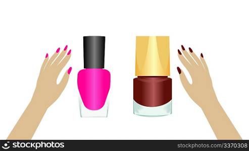 Realistic two nail polishes. Vector