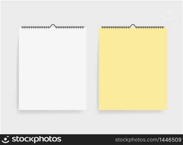 Realistic two sketchbook in mockup style. Blank notepads with spiral. Template of empty notepads on grey background. vector eps10. Realistic two sketchbook in mockup style. Blank notepads with spiral. Template of empty notepads on grey background. vector