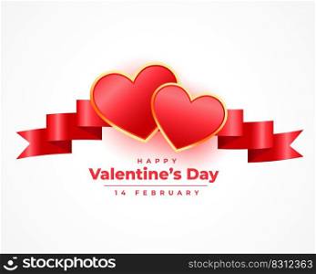 realistic valentines day 3d hearts and ribbon card
