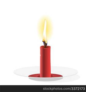 Realistic Vector Candle on plate
