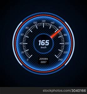 Realistic vector car speedometer interface. Realistic vector car speedometer interface. Dashboard panel for transport automobile illustration