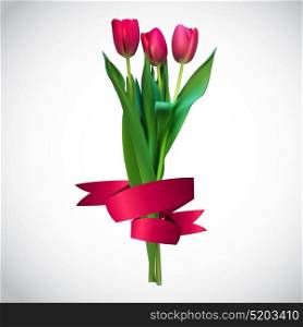 Realistic Vector Illustration Colorful Tulips . Not Trace. Pink Flowers on Light Background. EPS10. Realistic Vector Illustration Colorful Tulips . Not Trace. Pink