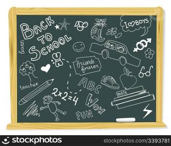 realistic vector-illustration of a vintage blackboard with scribbles