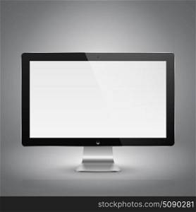 Realistic vector illustration of computer monitor with blank screen.