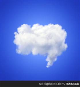Realistic vector image of speech cloud on blue background